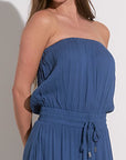 BLUE STRAPLESS SMOCK MAXI