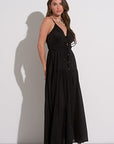 BLACK MAXI W/SPAGHETTI STRAPS