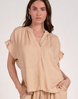 ELN SAND V-NECK TOP