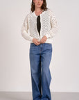 ELAN WHITE ZIP UP CARDIGAN