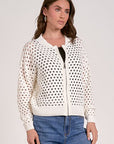 ELAN WHITE ZIP UP CARDIGAN