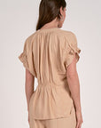 ELN SAND V-NECK TOP
