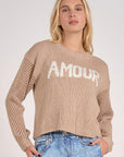 NATURAL AMOUR SWEATER WITH MESH SLEEVES