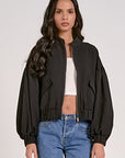 BLACK ZIPUP JACKET W/BALLOON SLVS