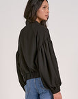 BLACK ZIPUP JACKET W/BALLOON SLVS