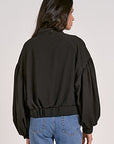 BLACK ZIPUP JACKET W/BALLOON SLVS