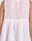 ELN WHITE SLVLESS FLYAWAY TOP