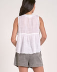 ELN WHITE SLVLESS FLYAWAY TOP