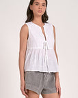 ELN WHITE SLVLESS FLYAWAY TOP