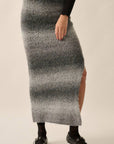 Striped Ombre Fuzzy Maxi Skirt: Grey