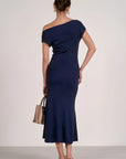 NAVY CAPSLV MAXI DRESS