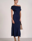 NAVY CAPSLV MAXI DRESS