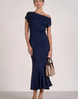 NAVY CAPSLV MAXI DRESS