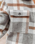 Women's Plaid Button Down Flannel Shirt Jacket – Cozy & Stylish: Light gray / 100%Polyester / M