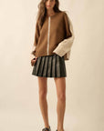 Colorblock Knit Stitched Loose-Fit Sweater