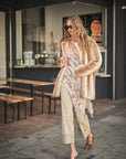 25046J Deer Print Faux Fur Coat: TAUPE / S-M-L (2-2-2)