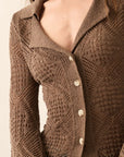 ESPRESSO BUTTONUP KNIT TOP