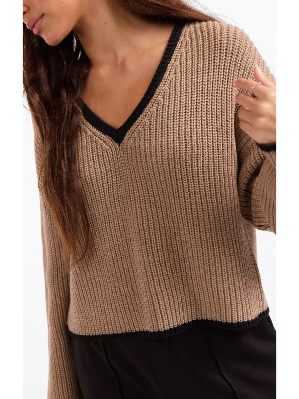 TAUPE CRISP MORNING SWEATER