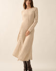 LONGSLV OATMEAL DRESS