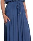 BLUE STRAPLESS SMOCK MAXI