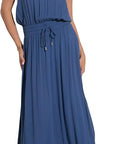 BLUE STRAPLESS SMOCK MAXI
