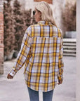 Women’s Caramel Plaid Oversized Flannel Button Down Shirt: Caramel / 100%Polyester / M
