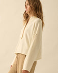 Textured Knit Half-Zip Mock-Neck Sweater: CREAM