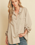 OVERSIZED TAN BUTTONUP SHIRT