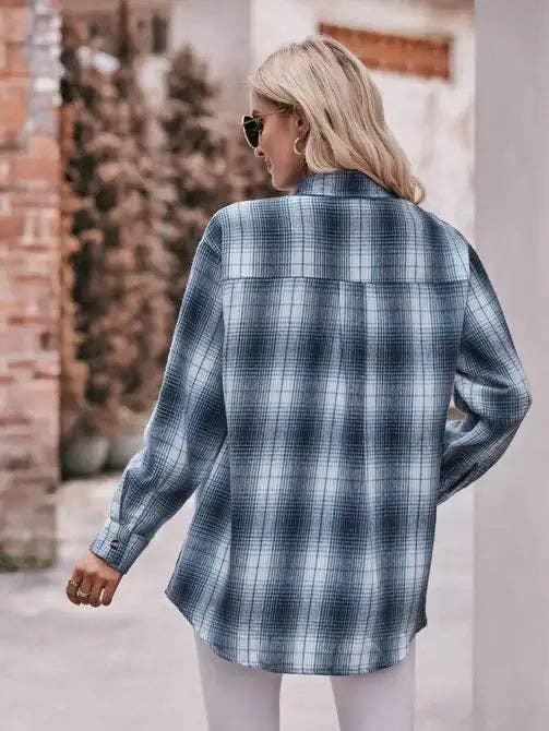 Women’s Caramel Plaid Oversized Flannel Button Down Shirt: Caramel / 100%Polyester / M