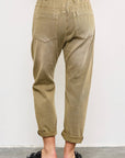 FRONT TIE DENIM PANTS: DRIED MOSS