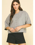 HEATHER GREY BUTTON DOWN SWEATER