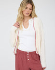 AMERICAN FLAG CONTRAST STITCH KNIT CARDIGAN: IVORY