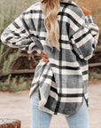 Women's Plaid Button Down Flannel Shirt Jacket – Cozy & Stylish: Light gray / 100%Polyester / S