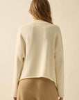 Textured Knit Half-Zip Mock-Neck Sweater: CREAM