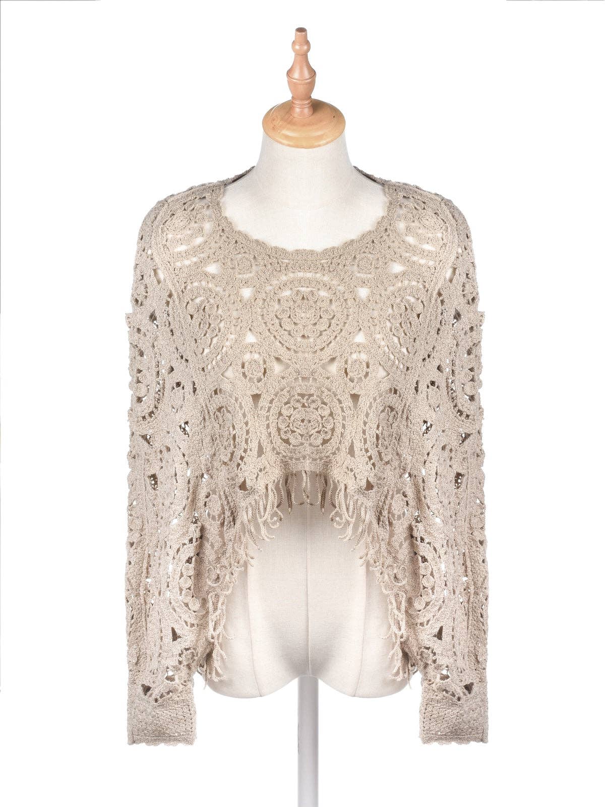 Crosa - Vintage Hollow Knit Batwing Sweater: Black / One Size