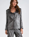 SILVER BLAZER W/WIDE LAPEL