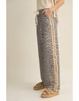 Luxe Leopard Relaxed Pants With Side Trim: LEOPARD/TAUPE