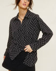 RETRO GEO PRINT COLLARED BUTTON-DOWN SHIRT