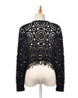 Crosa - Vintage Hollow Knit Batwing Sweater: Black / One Size