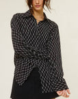 RETRO GEO PRINT COLLARED BUTTON-DOWN SHIRT