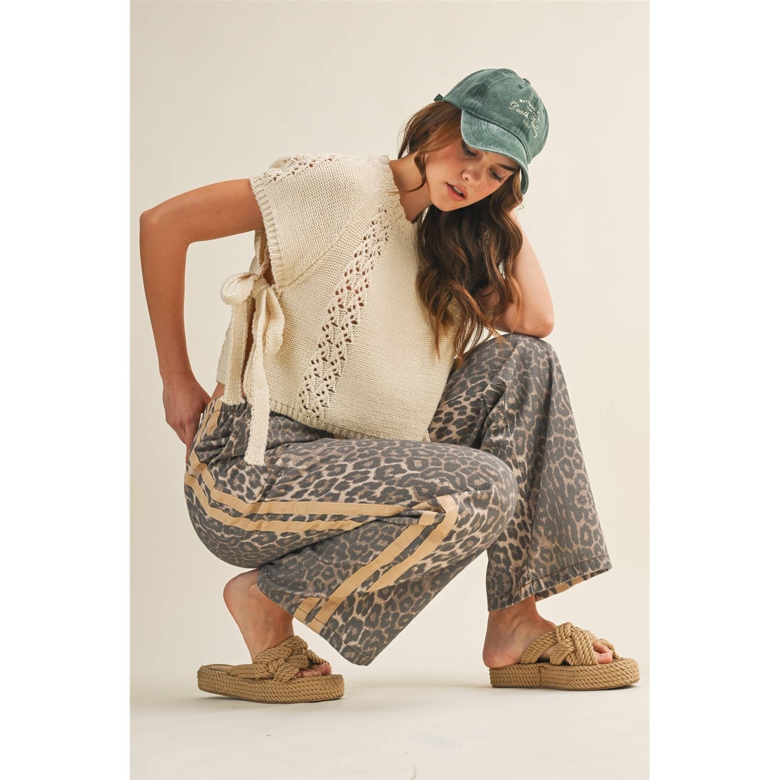 Luxe Leopard Relaxed Pants With Side Trim: LEOPARD/TAUPE