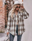 Women’s Caramel Plaid Oversized Flannel Button Down Shirt: Blue / 100%Polyester / XL