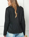Fashion Pure Color Long Sleeve Jacket: Black