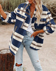 Women's Plaid Button Down Flannel Shirt Jacket – Cozy & Stylish: Black and white grid / 100%Polyester / S