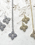 Quatrefoil clover designer trendy jewelry boutique style: Gold