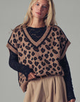 Leopard Crochet Knit Vest: LEOPARD / SM-ML/3-3