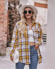 Women’s Caramel Plaid Oversized Flannel Button Down Shirt: Caramel / 100%Polyester / XL