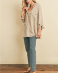 OVERSIZED TAN BUTTONUP SHIRT