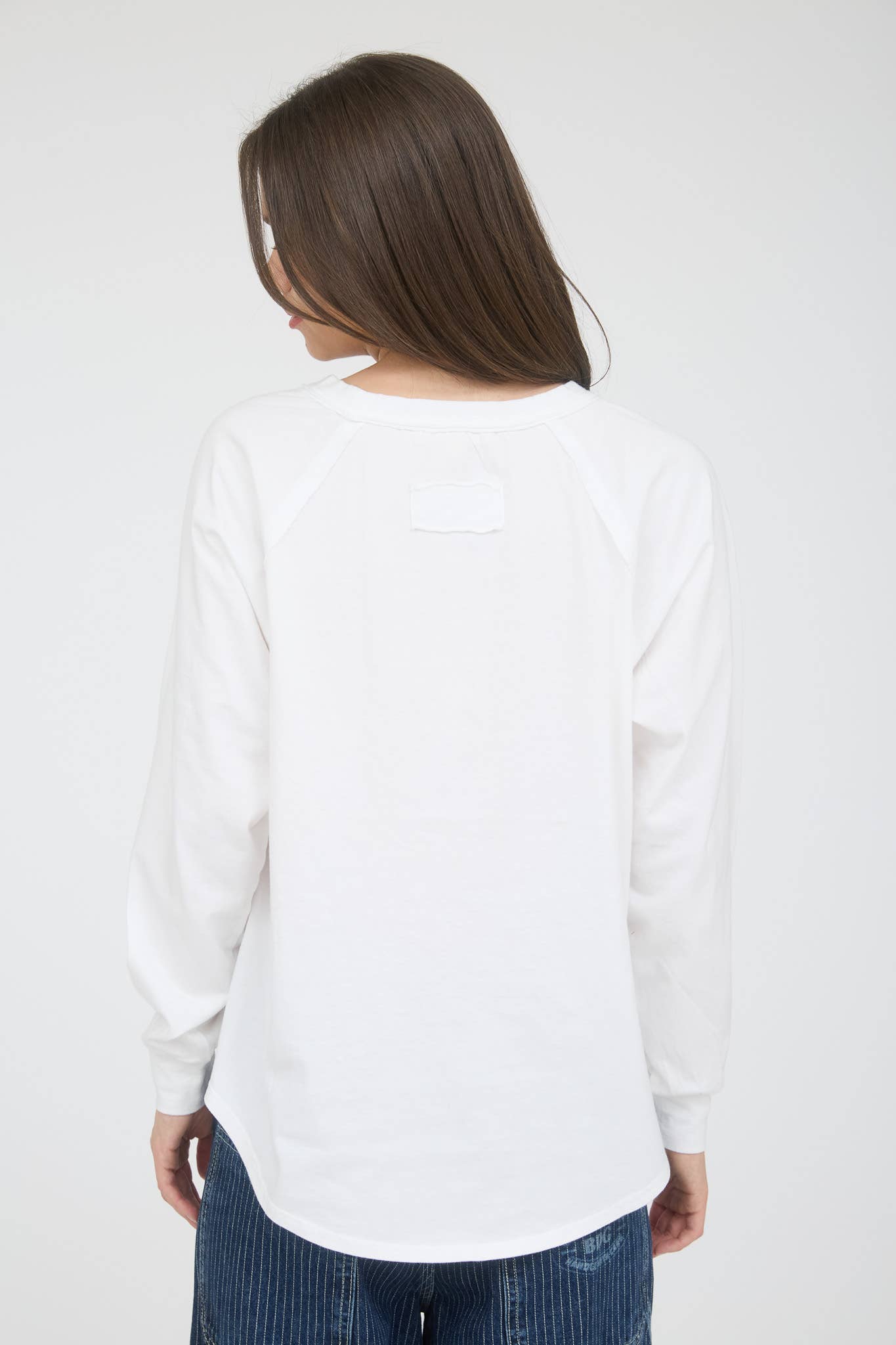 USA GRAPHIC RAGLAN LONG SLEEVE KNIT TOP : WHITE