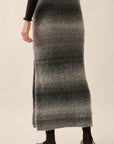 Striped Ombre Fuzzy Maxi Skirt: Grey
